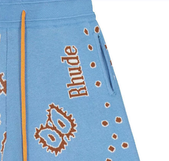 RHUDE Sky Blue Paisley Knit Shorts