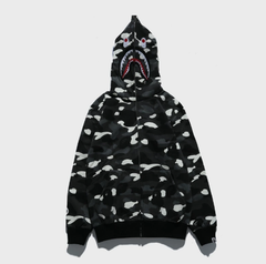 BAPE Black & White Shark Camo Hoodie