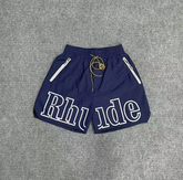 RHUDE Navy Racing Letter Track Shorts