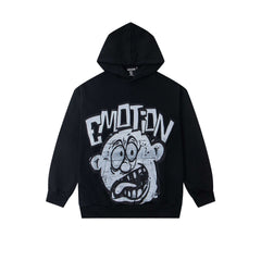 EMOTION Cartoon Face Graphic Pullover Hoodie