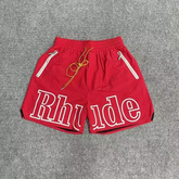 RHUDE Red Racing Letter Graphic Shorts