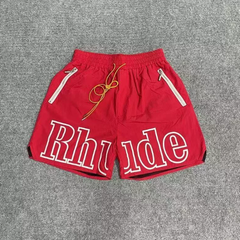 RHUDE Red Racing Letter Graphic Shorts