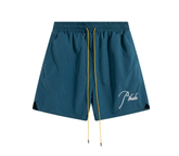 RHUDE Teal Lightweight Nylon Logo Shorts