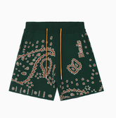 RHUDE Forest Green Paisley Jacquard Knit Shorts