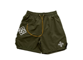 RHUDE Olive Geometric Racing Shorts