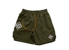 RHUDE Olive Geometric Racing Shorts