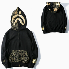 BAPE Black Gold Shark Embroidered Hoodie