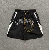 RHUDE Black Racing Typography Shorts