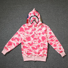 BAPE Pink Shark Camo Zip Hoodie