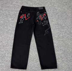 Derschutze Graffiti Lightning Straight-Leg Jeans