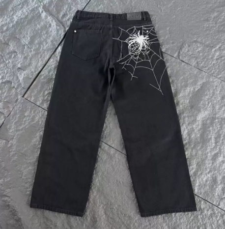 Derschutze Spiderweb Embroidery Straight-Leg Jeans
