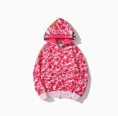 BAPE Fuchsia Shark Camo Zip Hoodie