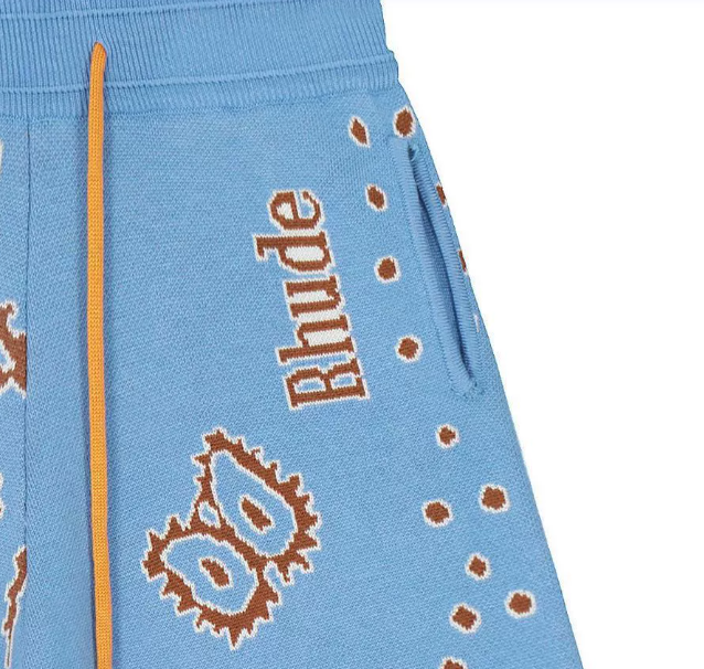RHUDE Sky Blue Paisley Knit Shorts