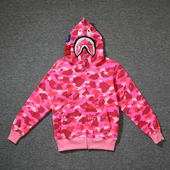 BAPE Pink Shark Camo Zip Hoodie
