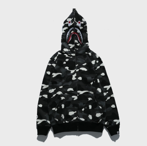 BAPE Black & White Shark Camo Hoodie