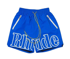 RHUDE Blue Racing Letter Panel Shorts