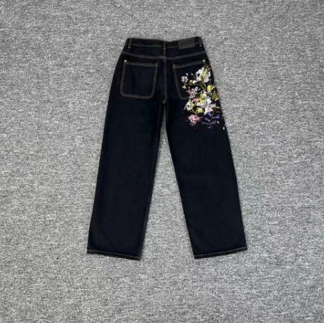 Derschutze Floral Garden Embroidery Straight-Leg Jeans