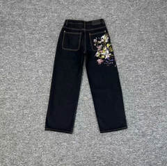 Derschutze Floral Garden Embroidery Straight-Leg Jeans