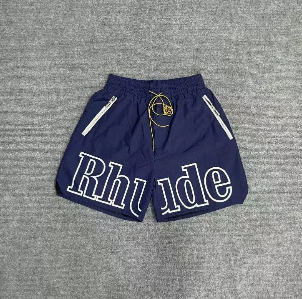 RHUDE Navy Racing Letter Track Shorts