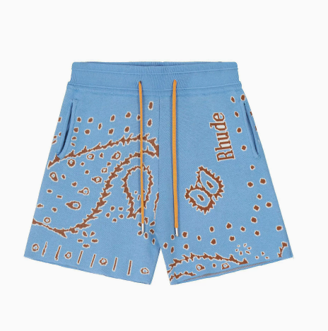 RHUDE Sky Blue Paisley Knit Shorts