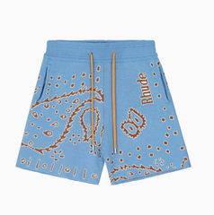 RHUDE Sky Blue Paisley Knit Shorts