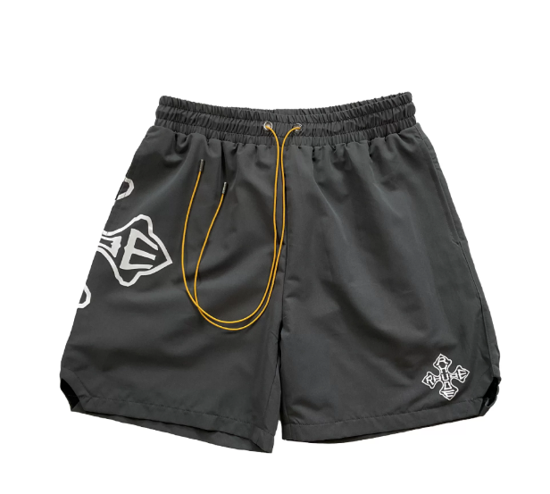 RHUDE Charcoal Geometric Logo Shorts