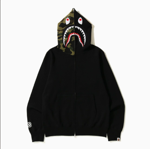 BAPE Black WGM Shark Zip Hoodie