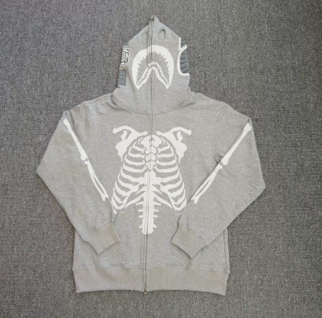 BAPE Skeleton Shark Bone Graphic Hoodie