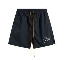 RHUDE Black Lightweight Nylon Logo Shorts