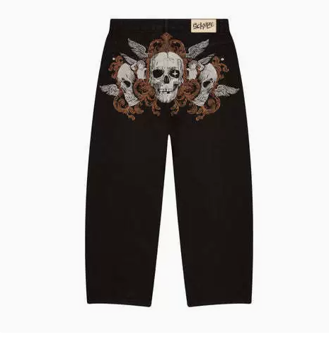 Derschutze Triple Skull Wing Back Embroidered Jeans