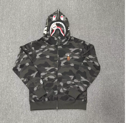 BAPE Graphite Shark Camo Zip Hoodie