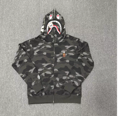 BAPE Graphite Shark Camo Zip Hoodie