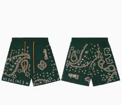 RHUDE Forest Green Paisley Jacquard Knit Shorts