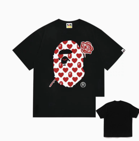 BAPE Red Rose & Heart Ape Head T-Shirt