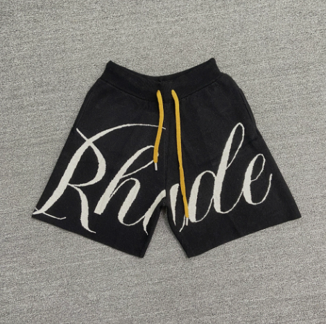 RHUDE Black Wool-Blend Script Knit Shorts