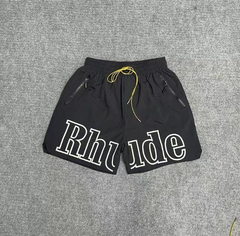 RHUDE Black Racing Letter Panel Shorts