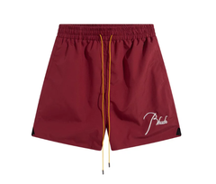 RHUDE Burgundy Lightweight Nylon Logo Shorts