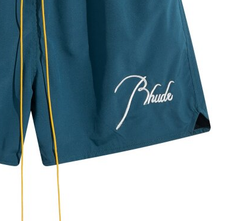 RHUDE Teal Lightweight Nylon Logo Shorts