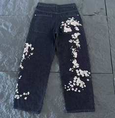 Derschutze Sakura & Koi Embroidery Straight-Leg Jeans