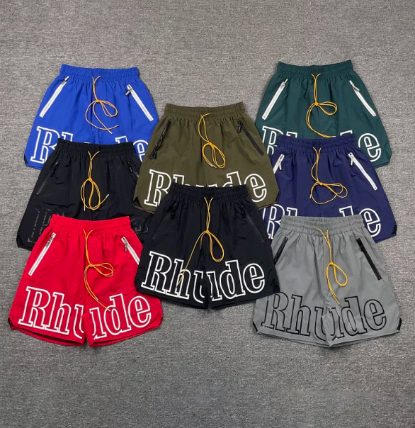RHUDE Black Racing Letter Panel Shorts