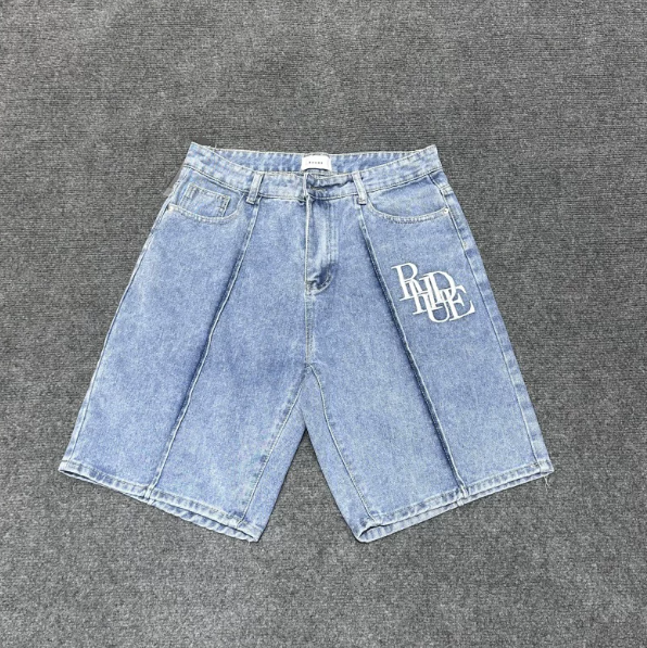 RHUDE Vintage Wash Logo Denim Shorts