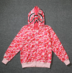 BAPE Pink Shark Camo Full-Zip Hoodie
