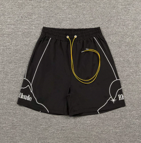 RHUDE Black Speed Letter Utility Shorts
