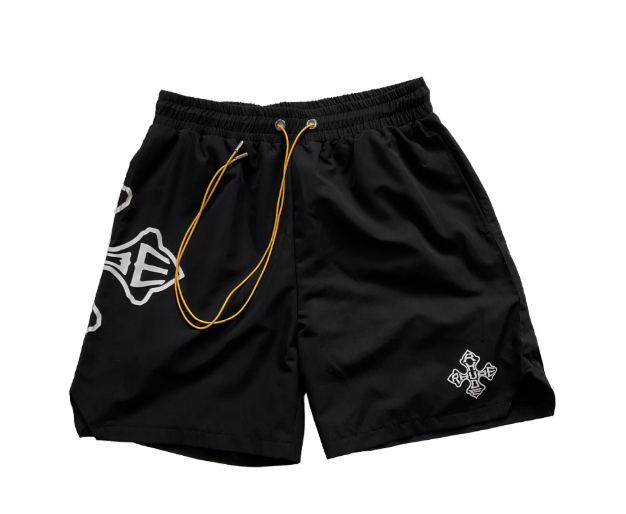 RHUDE Black Geometric Racing Shorts