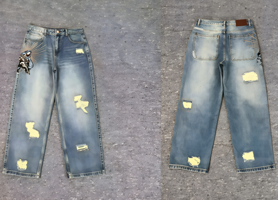 Derschutze Awakening V2 Distressed Embroidered Denim