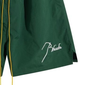 RHUDE Forest Green Nylon Logo Shorts