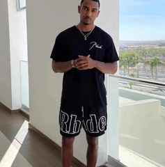 RHUDE Black Racing Letter Panel Shorts