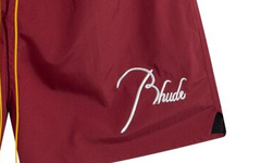 RHUDE Burgundy Lightweight Nylon Logo Shorts