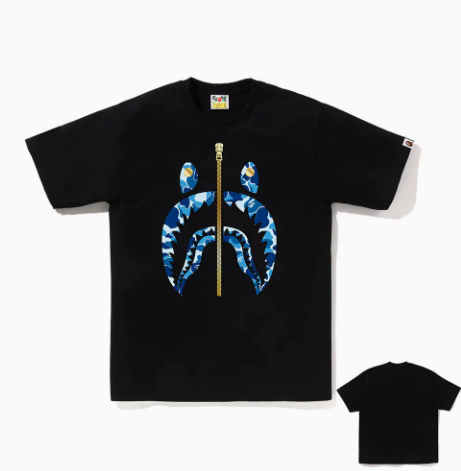 BAPE Blue ABC Camo Shark Zipper T-Shirt