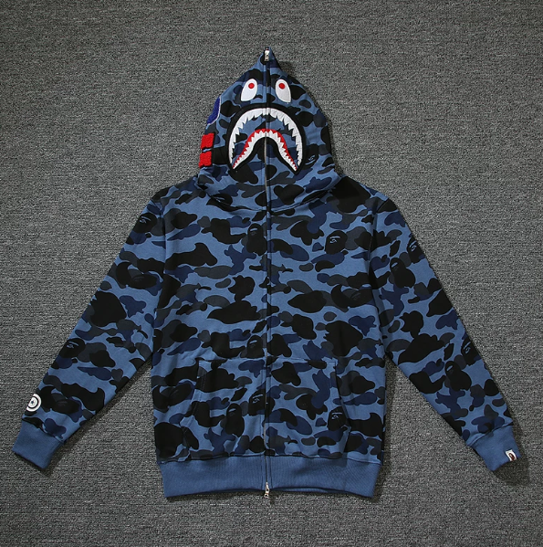 BAPE Blue Shark Camo Zip Hoodie